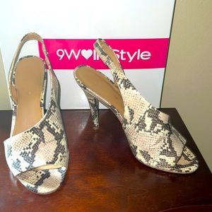 3.5” stilettos snake skin print size 6.5